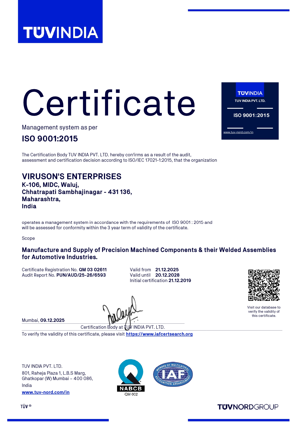 ISO Certificate